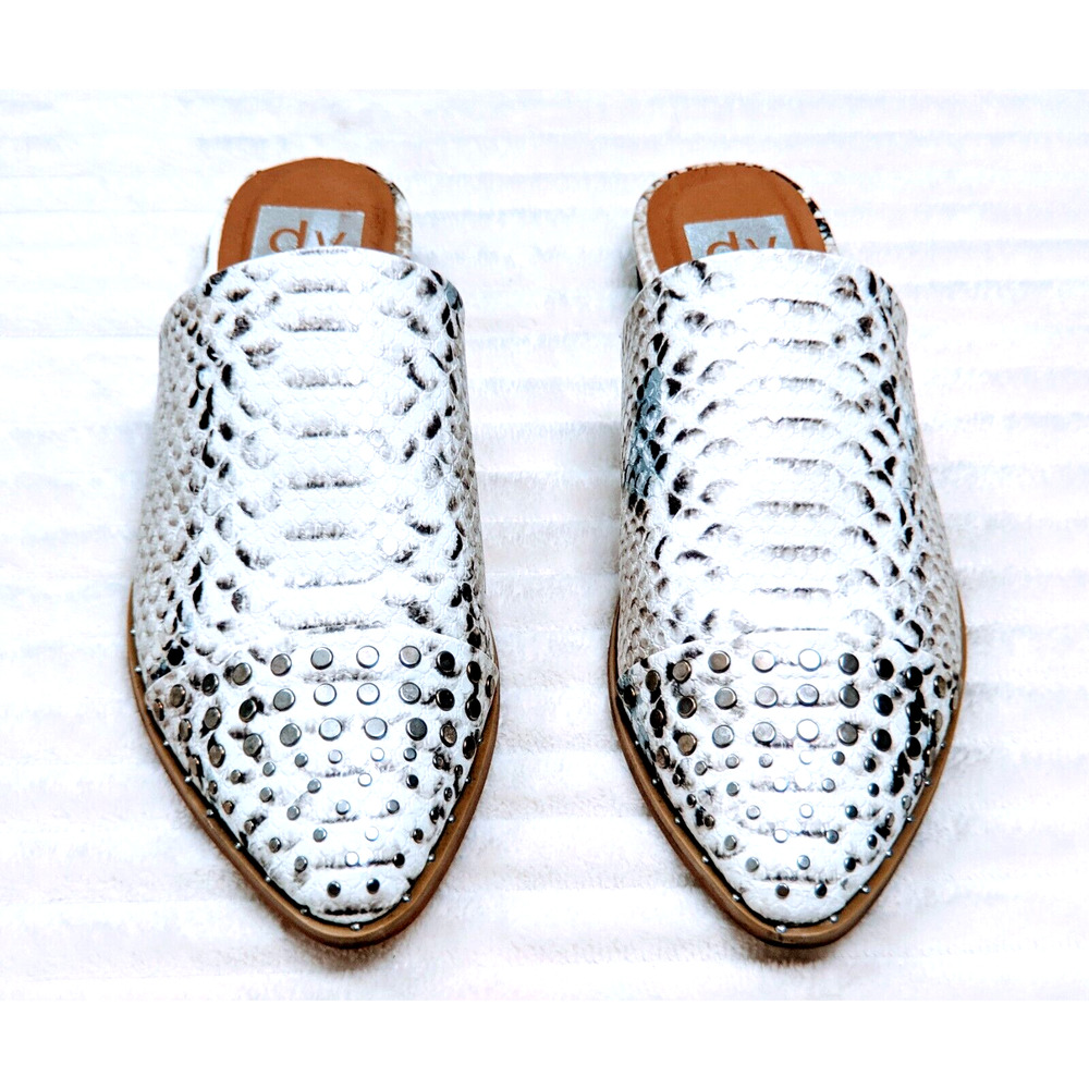 Womens Shoes Dolce Vita Snakeskin Print Itzel Slide On Mules White Beige Sz 7.5